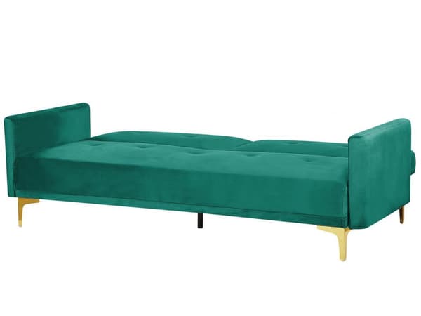 Vuodesohva vihreä 192 x 78 x 80 cm samettiverhoilu kolmelle metallijalat massiivipuu