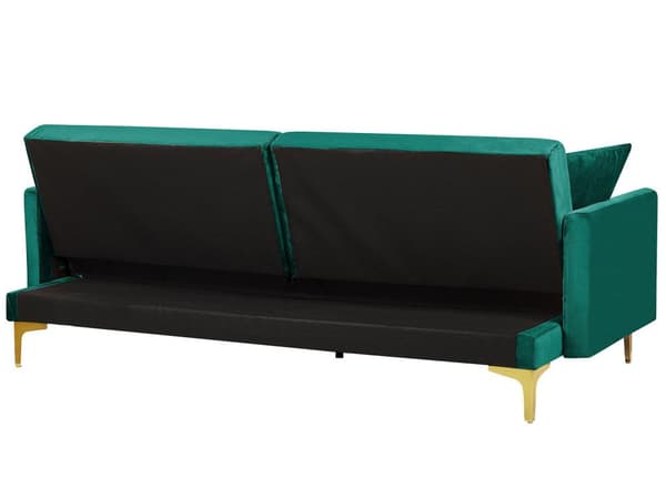 Vuodesohva vihreä 192 x 78 x 80 cm samettiverhoilu kolmelle metallijalat massiivipuu