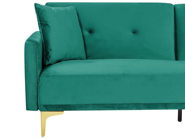 Vuodesohva vihreä 192 x 78 x 80 cm samettiverhoilu kolmelle metallijalat massiivipuu