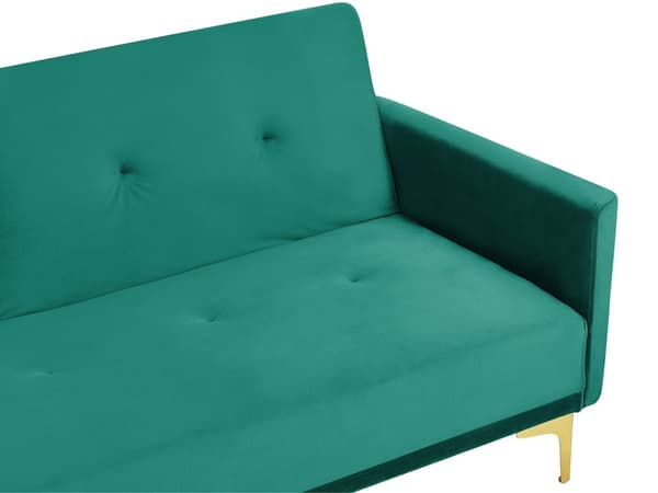 Vuodesohva vihreä 192 x 78 x 80 cm samettiverhoilu kolmelle metallijalat massiivipuu