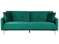 Pikkukuva 1 / 11: Vuodesohva vihreä 192 x 78 x 80 cm samettiverhoilu kolmelle metallijalat massiivipuu
