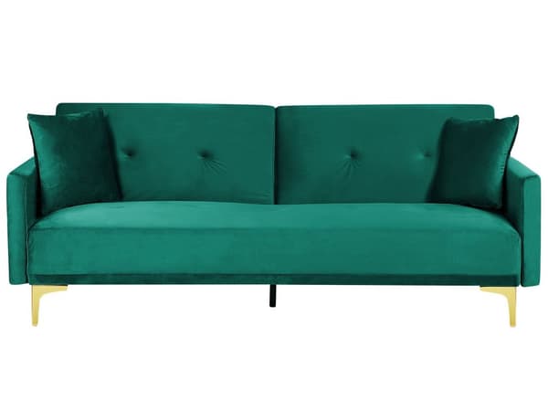 Vuodesohva vihreä 192 x 78 x 80 cm samettiverhoilu kolmelle metallijalat massiivipuu