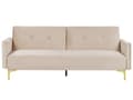 Miniatyrbild 4 av 11: Bäddsoffa 3-sits Beige Sammet Knäppt Sits Klick Klack funktion Traditionell Vardagsrum