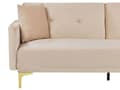 Miniatyrbild 8 av 11: Bäddsoffa 3-sits Beige Sammet Knäppt Sits Klick Klack funktion Traditionell Vardagsrum