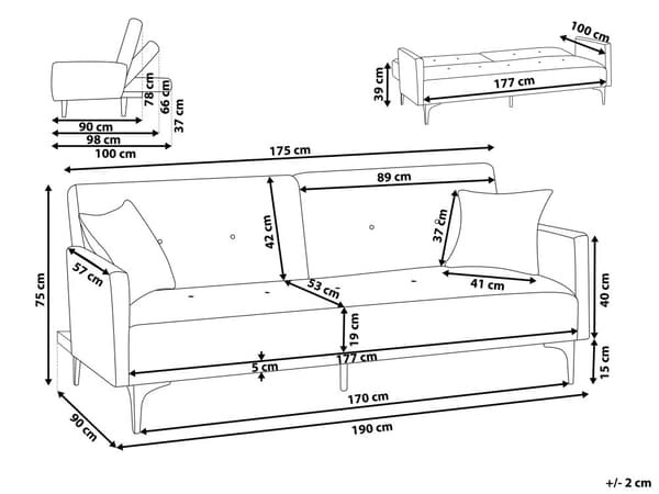Bäddsoffa 3-sits Orange Sammet Knäppt Sits Klick Klack funktion Traditionell Vardagsrum