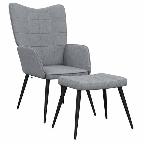 vidaXL Vilstol med fotpall ljusgrå tyg
