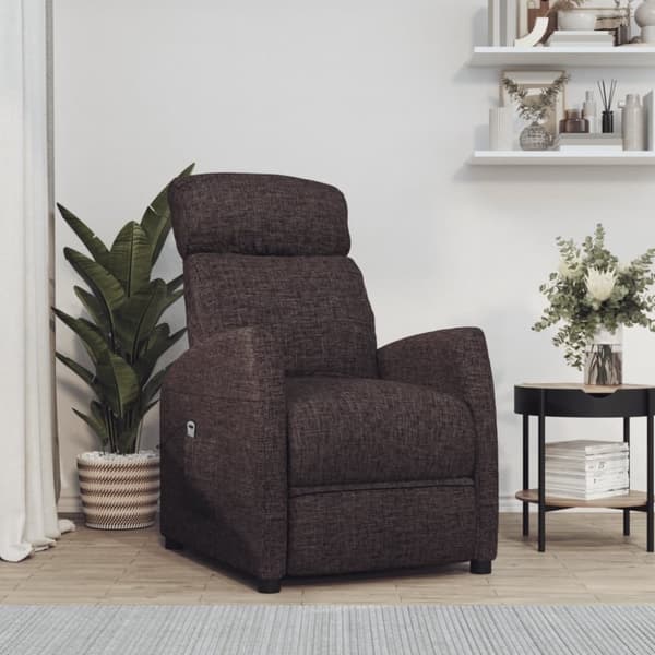 vidaXL Reclinerfåtölj med uppresningshjälp mörkbrun tyg