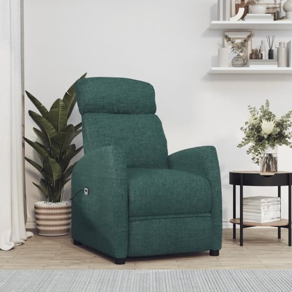 vidaXL Reclinerfåtölj med uppresningshjälp mörkgrön tyg