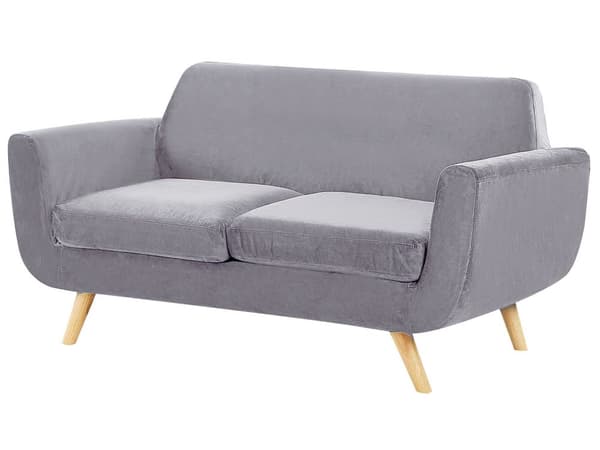 Sofabetræk Grå Velour Aftagelig og Udskiftelig Møbel Lynlås Betræk Elastisk 2 personers 160 x 142 x 77 cm Nem Vaskbart og Pleje