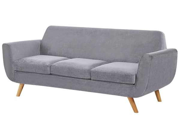 Sofabetræk Grå Velour Aftagelig og Udskiftelig Møbel Lynlås Betræk Elastisk 3 personers 195 x 178 x 77 cm Nem Vaskbart og Pleje