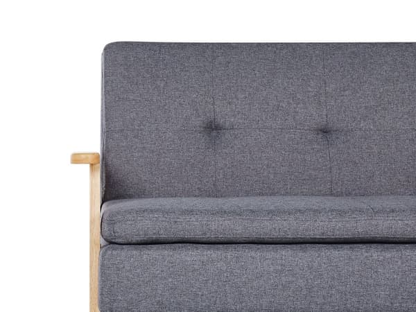 Bäddsoffa 3-sits Grå Tygklädsel Klick Klack funktion Träram och Armstöd