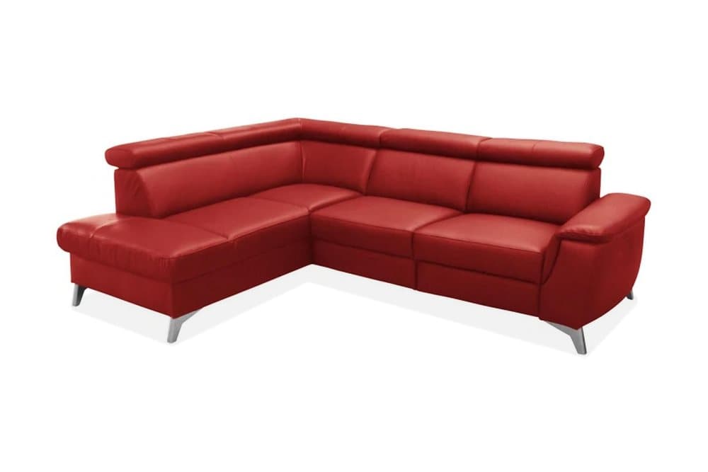 LINCENT Hörnsoffa med Divan Vänster Röd/Krom