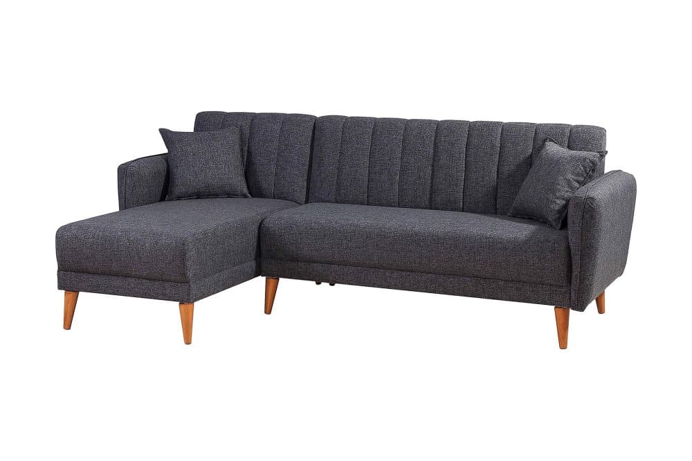 BLESSAC Bäddsoffa med Divan Vänster Mörkgrå/Natur