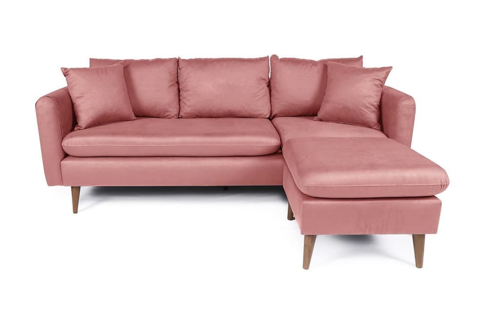 MIKINAI Divansoffa Höger Rosa/Natur