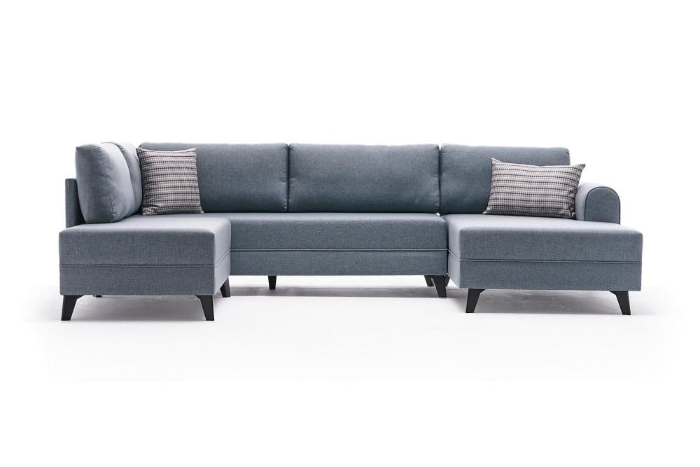 RODILLO U-soffa med Schäslong Vänster Blå/Svart