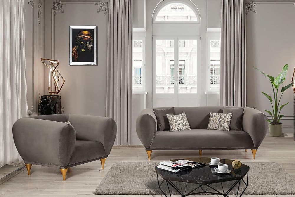 NADMA Soffgrupp 2-sits Soffa+Fåtölj Antracit/Natur