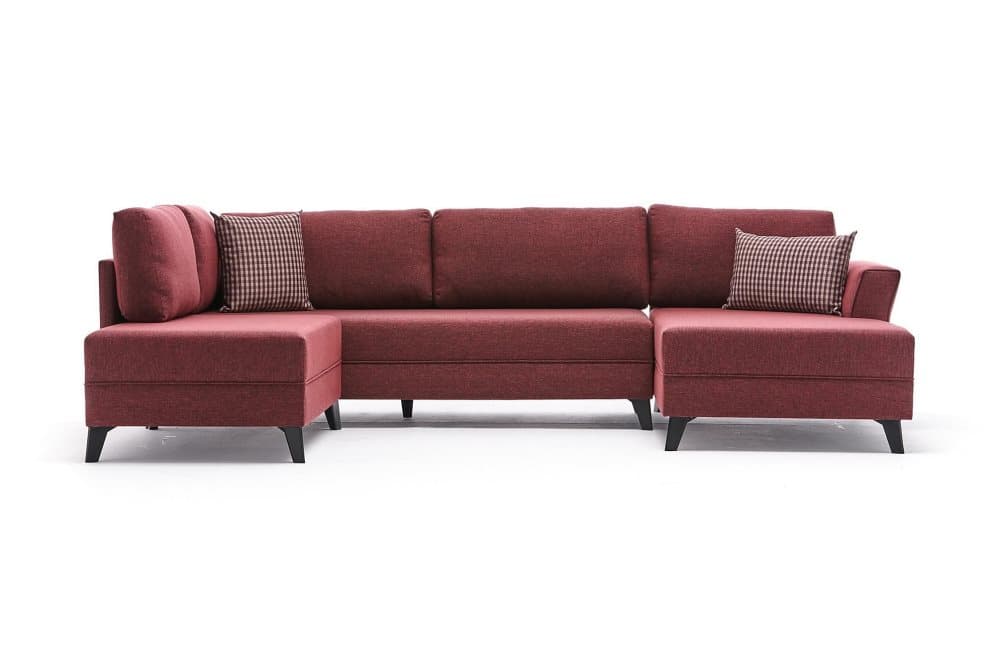 CLACHAN U-bäddsoffa Röd/Svart