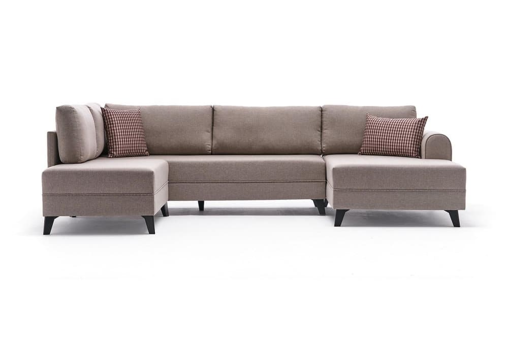RODILLO U-soffa med Schäslong Vänster Krämvit/Svart