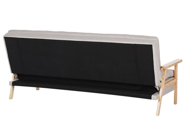 Bäddsoffa 3-sits Beige Tygklädsel Klick Klack Träram och Armstöd