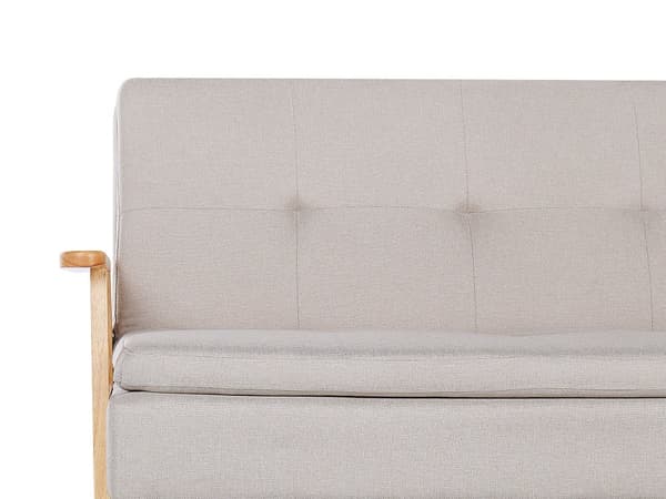 Bäddsoffa 3-sits Beige Tygklädsel Klick Klack Träram och Armstöd