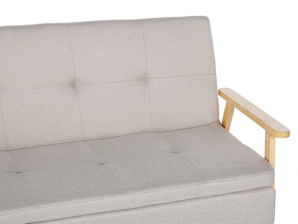 Bäddsoffa 3-sits Beige Tygklädsel Klick Klack Träram och Armstöd