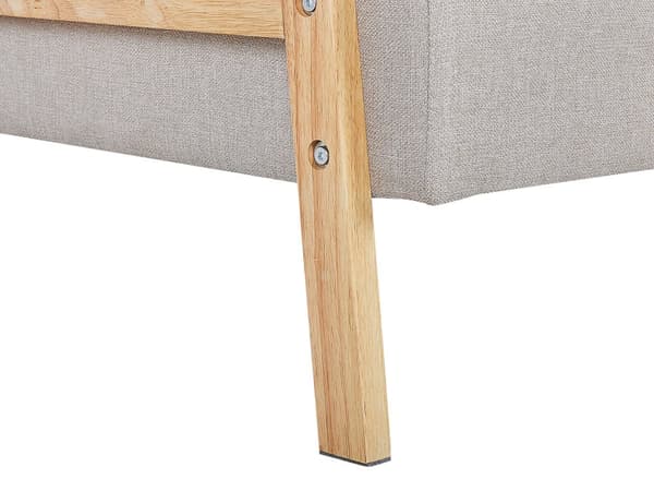 Bäddsoffa 3-sits Beige Tygklädsel Klick Klack Träram och Armstöd