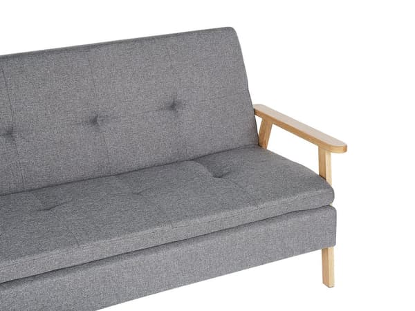 Bäddsoffa 3-sits Ljusgrå Tygklädsel Klick Klack funktion Träram och Armstöd