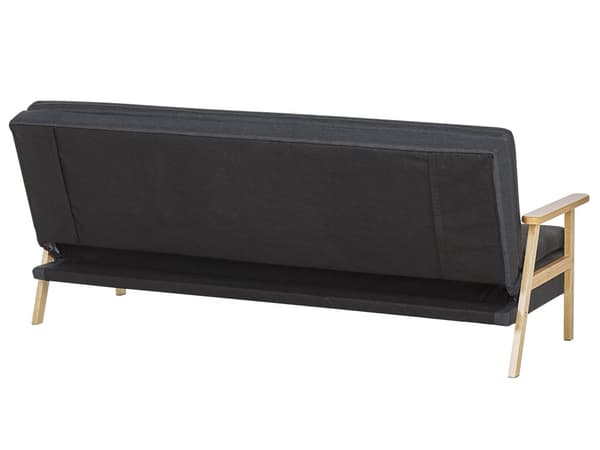 Bäddsoffa 3-sits Mörkgrå Tygklädsel Klick Klack Träram och Armstöd