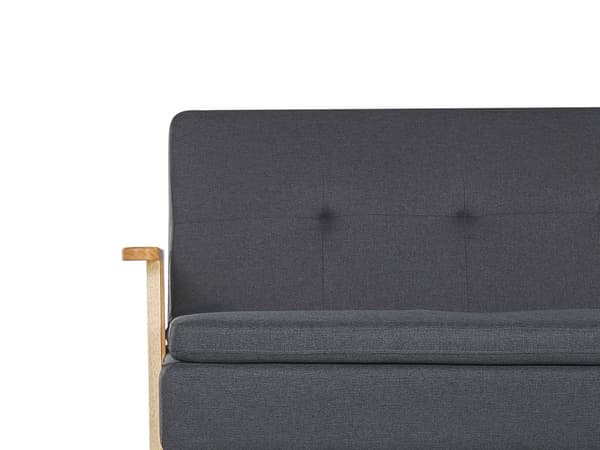Bäddsoffa 3-sits Mörkgrå Tygklädsel Klick Klack Träram och Armstöd