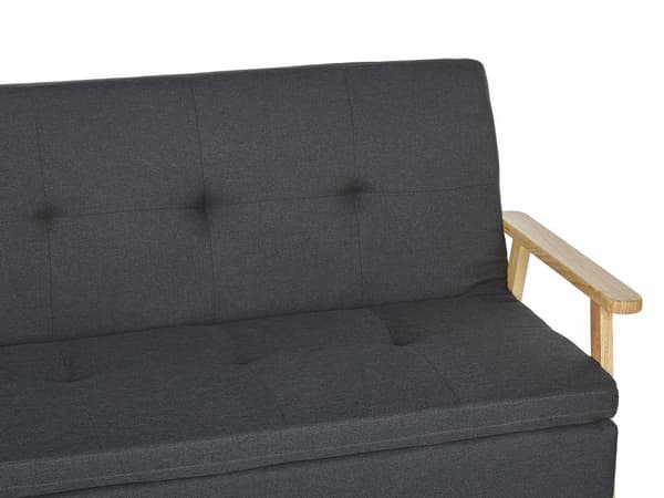 Mørkegrå lyst træ sovesofa 3-personers quiltet retro stil