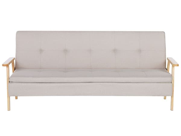 Beige lyst træ sovesofa 3-personers quiltet retro stil