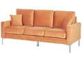 Pikkukuva 4 / 10: Sohva kolmelle oranssi samettinen 83 x 183 x 78 cm metalliset jalat retro tyyli