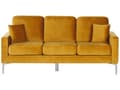 Pikkukuva 1 / 11: Sohva kolmelle keltainen samettinen 83 x 183 x 78 cm metalliset jalat retro tyyli