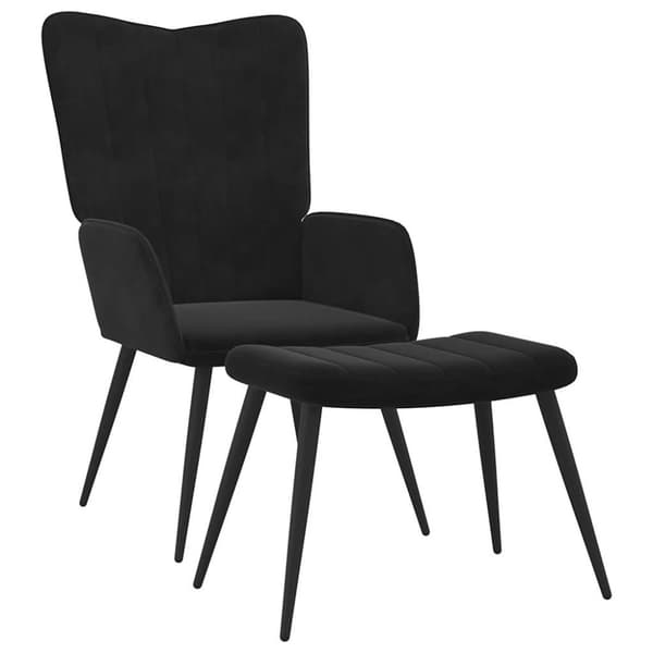 vidaXL Vilstol med fotpall svart sammet