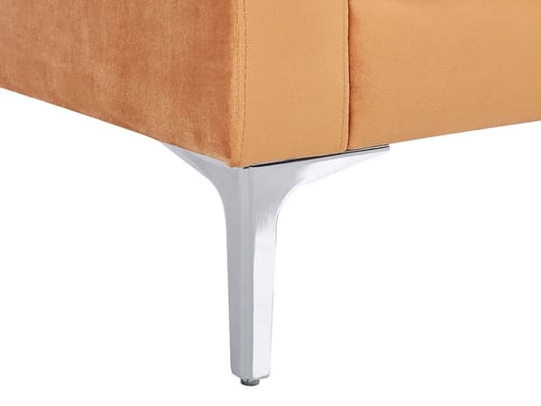3-personers Sofa Orange Velour Sølvben Tykt Sæde Retro Design Hynder