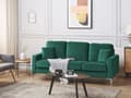 Miniatyrbillede 2 af 10: 3-personers Sofa Mørkegrøn Velour Sølvben Tykt Sæde Retro Design Hynder