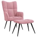 Miniatyrbild 3 av 11: vidaXL Vilstol med fotpall rosa sammet