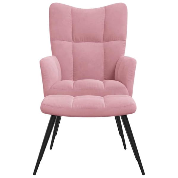 vidaXL Vilstol med fotpall rosa sammet