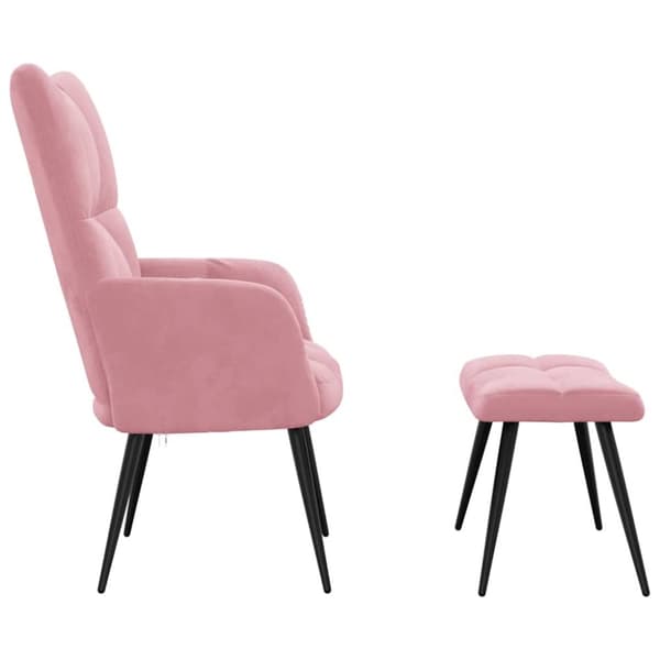 vidaXL Vilstol med fotpall rosa sammet