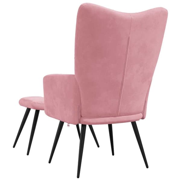 vidaXL Vilstol med fotpall rosa sammet