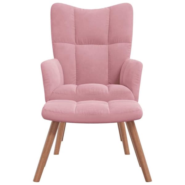 vidaXL Vilstol med fotpall rosa sammet