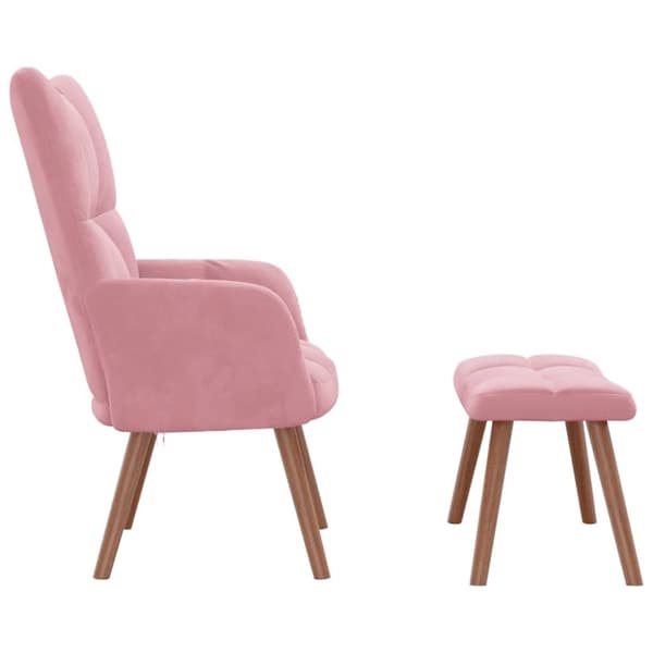 vidaXL Vilstol med fotpall rosa sammet