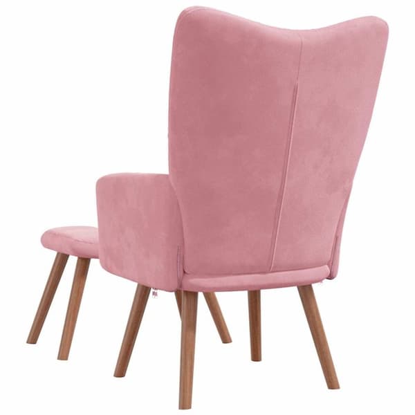 vidaXL Vilstol med fotpall rosa sammet