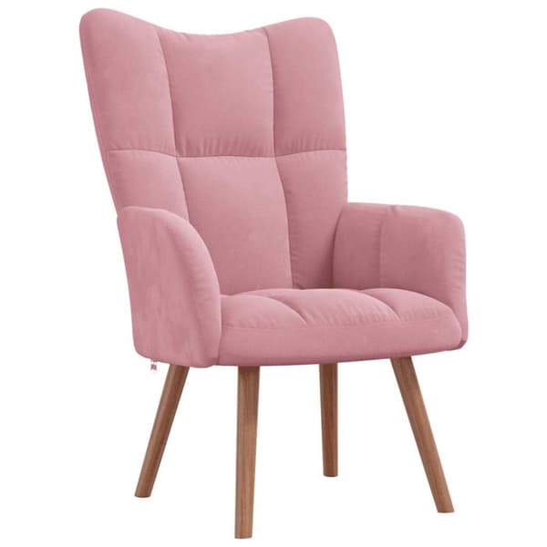 vidaXL Vilstol med fotpall rosa sammet