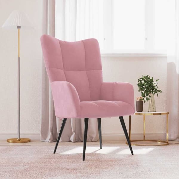 vidaXL lænestol fløjl pink