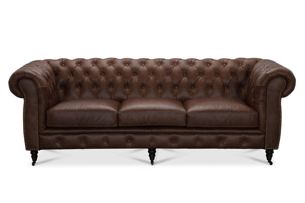 HALIFAX Chesterfieldsoffa Läder Brun