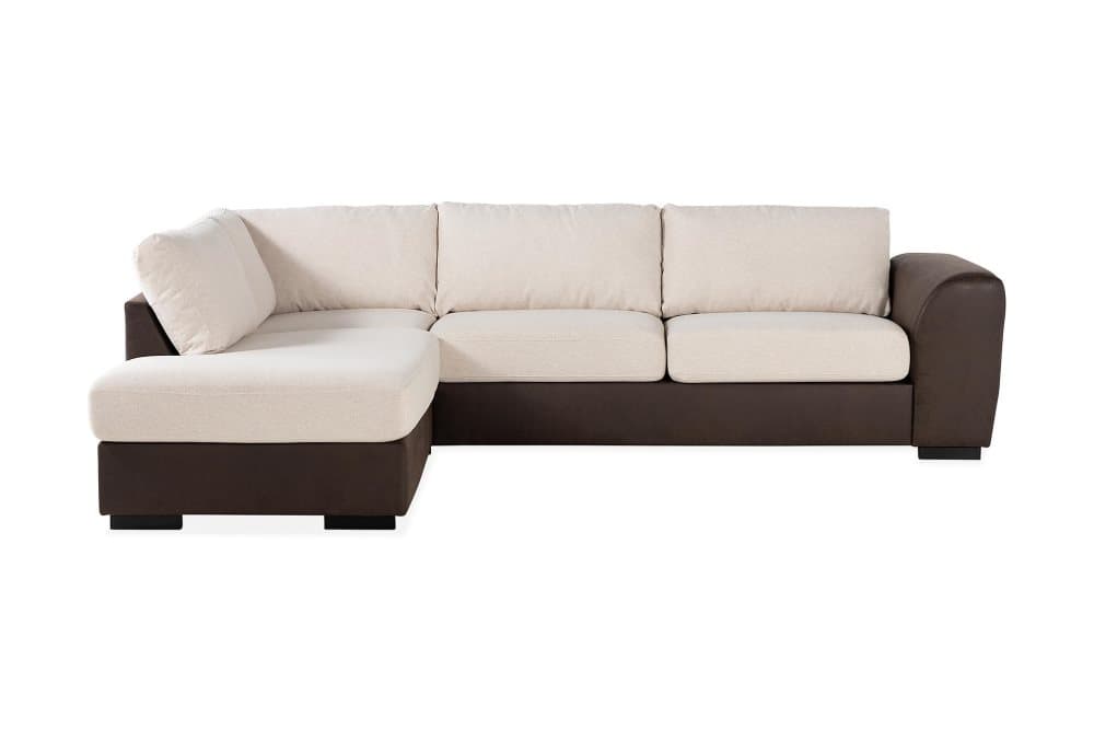AUSTIN 3-sits Schäslong Vänster Beige/Brun