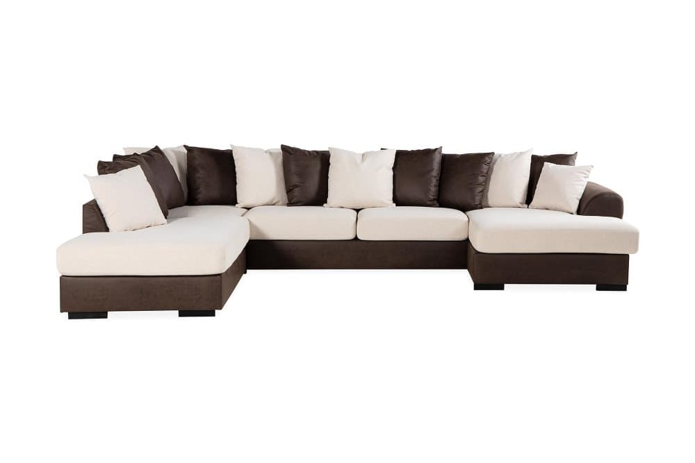 AUSTIN U-Soffa Divan Höger inkl Kuvertkuddar Beige/Brun
