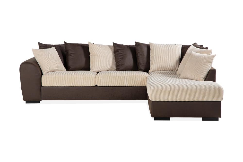 AUSTIN 3-sits Schäslong Höger Kuvertkuddar Beige/Brun