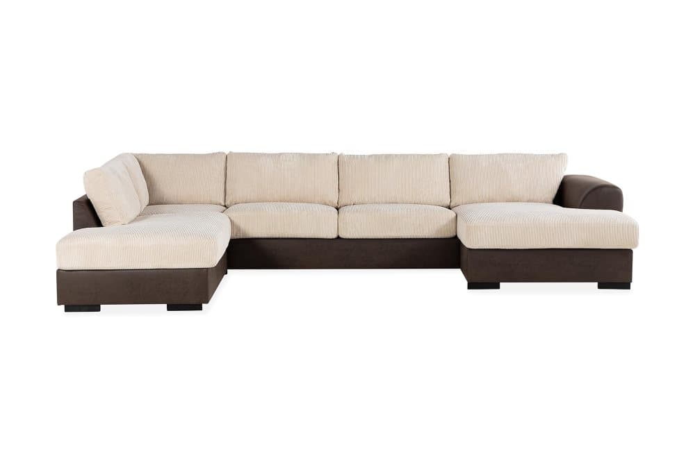 AUSTIN U-Soffa Divan Höger Beige/Brun